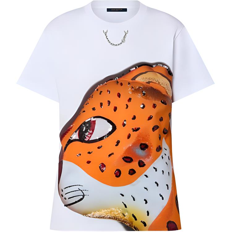 (Women) LOUIS VUITTON Come Play with Me Sequin Leopard Tee  White T-Shirt. 1AFTS7 圖 2