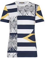 (Women) Louis Vuitton Contrast Striped Crewneck T-Shirt Blue 1A7SR5 (Women) Louis Vuitton Contrast Striped Crewneck T-Shirt Blue 1A7SR5