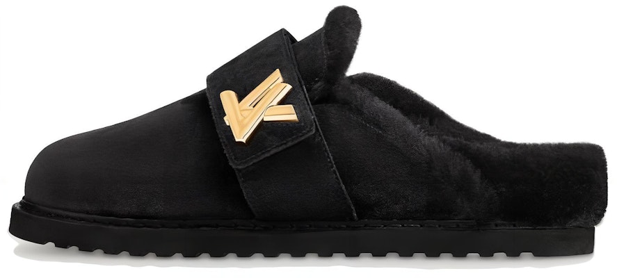 LOUIS VUITTON 溫馨飛行模式絨面圓頭舒適百搭包頭拖鞋 女款 黑金 Buy LOUIS VUITTON 溫馨飛行模式絨面圓頭舒適百搭包頭拖鞋 女款 黑金