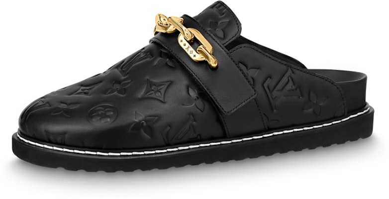 路易威登 Cozy 小牛皮 雕刻鍊條 時尚拖鞋 女款 黑色 Buy 路易威登 Cozy 小牛皮 雕刻鍊條 時尚拖鞋 女款 黑色