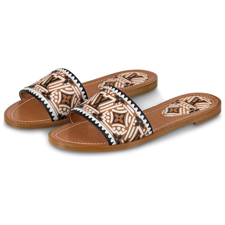 Shop 路易威登 Lock It 平底休閒 時尚涼拖 女款 琥珀色