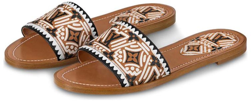 (W) Louis Vuitton Crafty Lock It Slides 'Coklat Hitam Putih' 1A85BJ Shop (W) Louis Vuitton Crafty Lock It Slides 'Coklat Hitam Putih' 1A85BJ