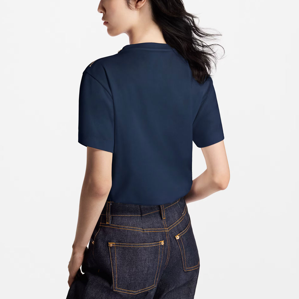 (Women) LOUIS VUITTON Crest Print Round Neck Short Sleeve T-Shirt SS25 Women 1AI473 圖 6