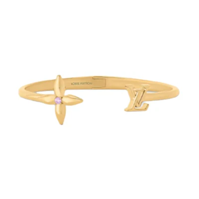 (Women) LOUIS VUITTON Crystal Logo Bracelet Gold for Women M1441M