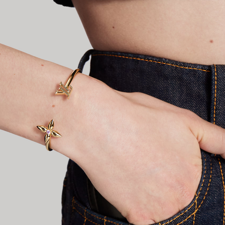 Shop (W) Gelang LOUIS VUITTON Crystal Logo Emas untuk Wanita M1441M