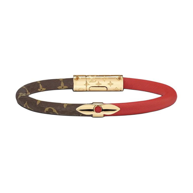 (Women) Louis Vuitton Daily Confidential Calfskin Bracelet Brown Red New Year Red M6433