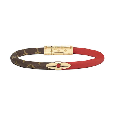 (Women) Louis Vuitton Daily Confidential Calfskin Bracelet Brown Red New Year Red M6433