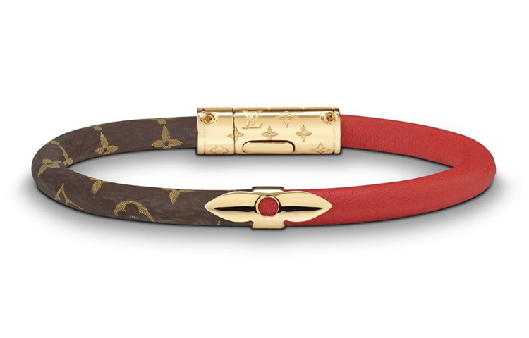 Order (W) 루이비통 데일리 컨피덴셜 송아지 가죽 팔찌 브라운 레드 뉴이어 레드 M6433