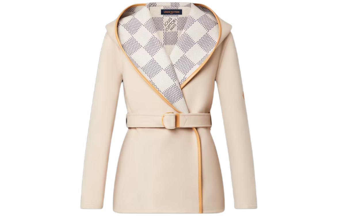 Order (Women) LOUIS VUITTON Damier Azur Wrap Belt Hooded Long Sleeve Coat Beige Women. 1A9SJ5