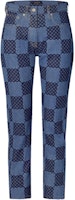 (Women) LOUIS VUITTON Damier High-Waist Straight Fit Jeans Women Blue 1AFMMA (Women) LOUIS VUITTON Damier High-Waist Straight Fit Jeans Women Blue 1AFMMA