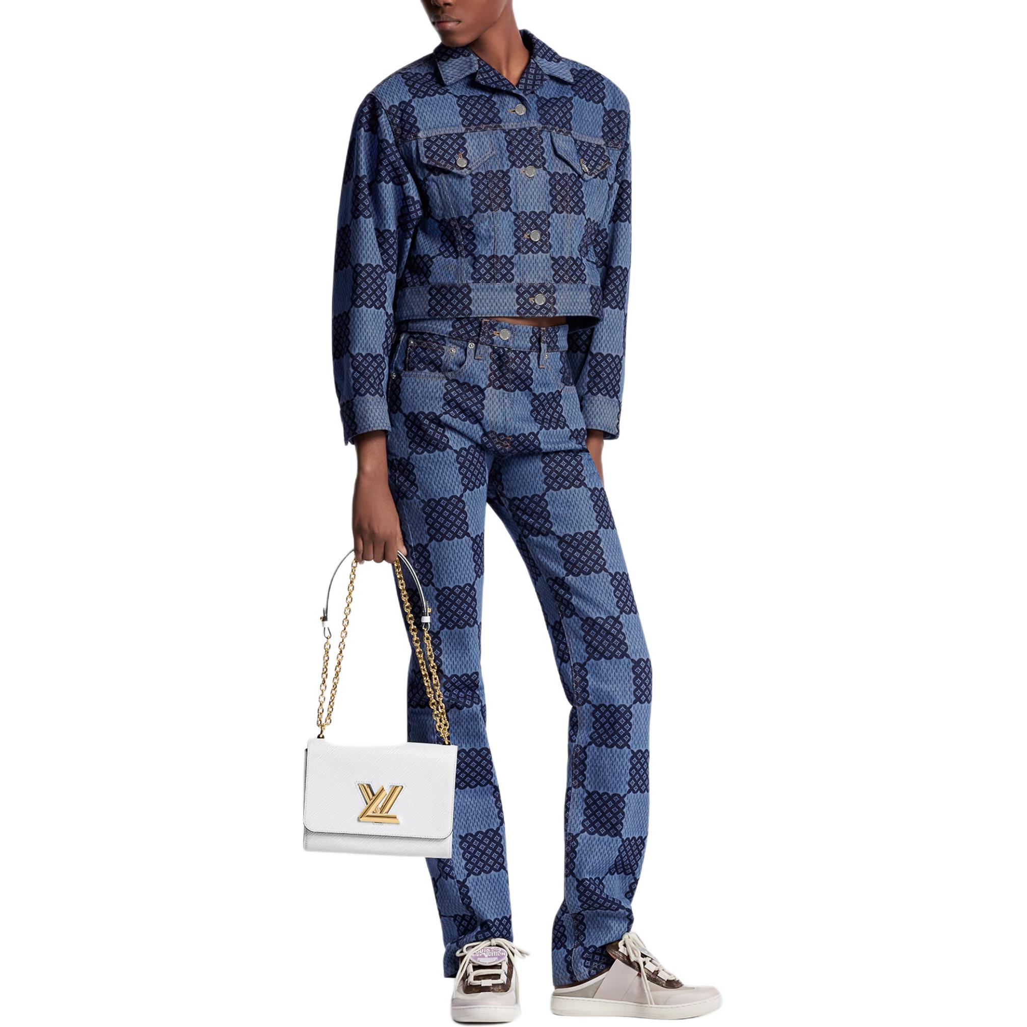 Lookbook (Women) LOUIS VUITTON Damier High-Waist Straight Fit Jeans Women Blue 1AFMMA