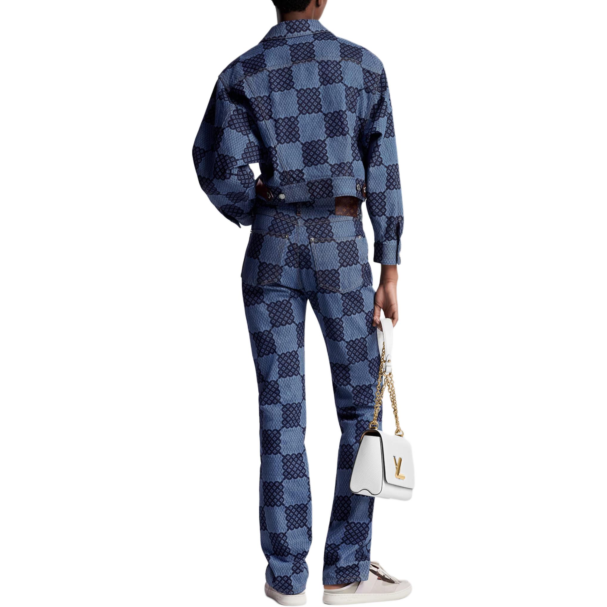 Purchase (Women) LOUIS VUITTON Damier High-Waist Straight Fit Jeans Women Blue 1AFMMA