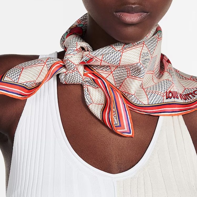 (Women) LOUIS VUITTON Damier Pattern Silk Scarf Multicolor for Women. M77668 圖 5
