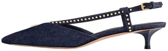 (Women) Louis Vuitton Denim 'Metal Buckle Embellished Cone Heel' 1ACK7G (Women) Louis Vuitton Denim 'Metal Buckle Embellished Cone Heel' 1ACK7G