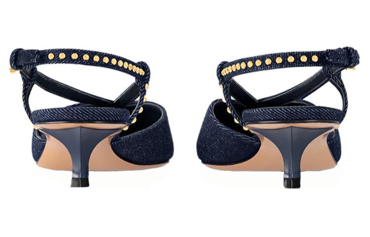 Shop 路易威登 牛仔布 金屬搭扣點綴裝飾 錐形跟 高跟鞋 3.5厘米 女款 深藍色