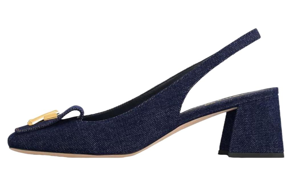 (Women) Louis Vuitton Denim 'Metallic Accent Block Heel' 1ACGGE