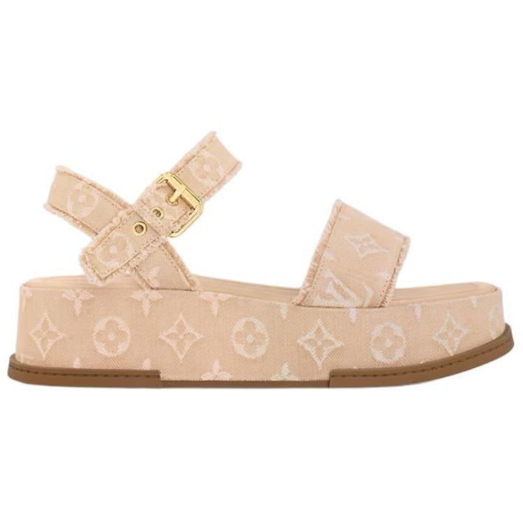Order (W) Sandali Louis Vuitton Denim Platform Toe Loop ''Marrone Chiaro'' 1ACYCF