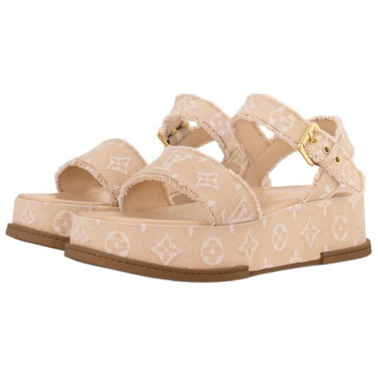 Lookbook (W) Sandali Louis Vuitton Denim Platform Toe Loop ''Marrone Chiaro'' 1ACYCF