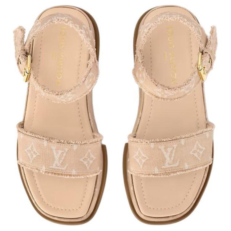 Purchase (W) Sandali Louis Vuitton Denim Platform Toe Loop ''Marrone Chiaro'' 1ACYCF