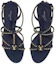Shop (W) Sandal Denim Louis Vuitton Biru dengan Gesper Metal Dekoratif. 1ACIUE