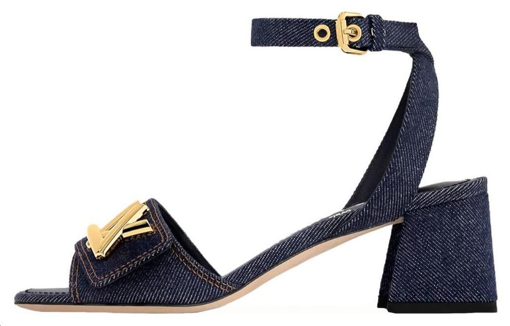 (Women) Louis Vuitton Denim Sandals 'Gold Buckle Monogram' 1ACHYZ