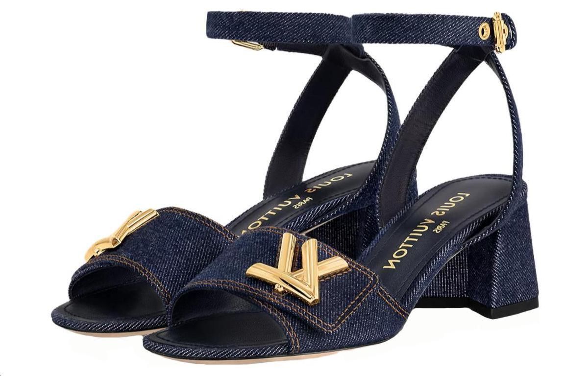Lookbook (W) Louis Vuitton Denim Sandalen ''Goldene Schnalle Monogramm'' 1ACHYZ