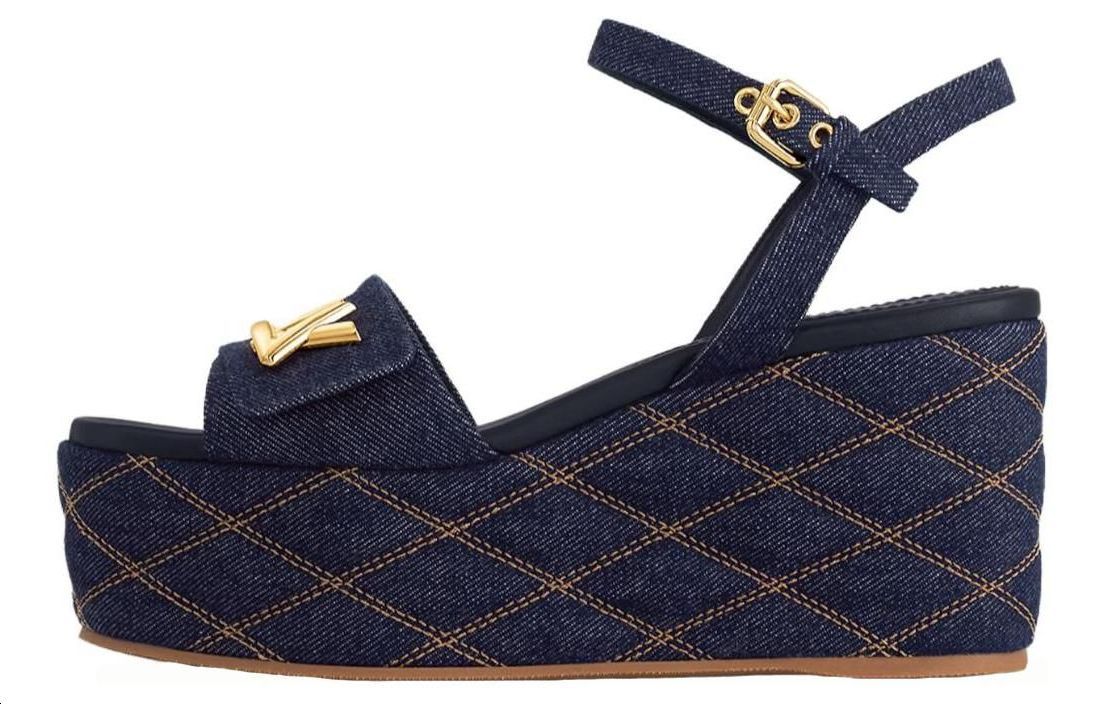 (Women) Louis Vuitton Denim Slide Sandal 'Deep Blue' 1ACI5J