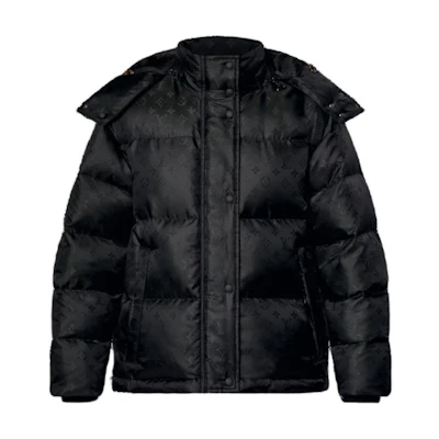 (Women) Louis Vuitton Detachable Hood Monogram Zip Jacket Black 1AGAEO