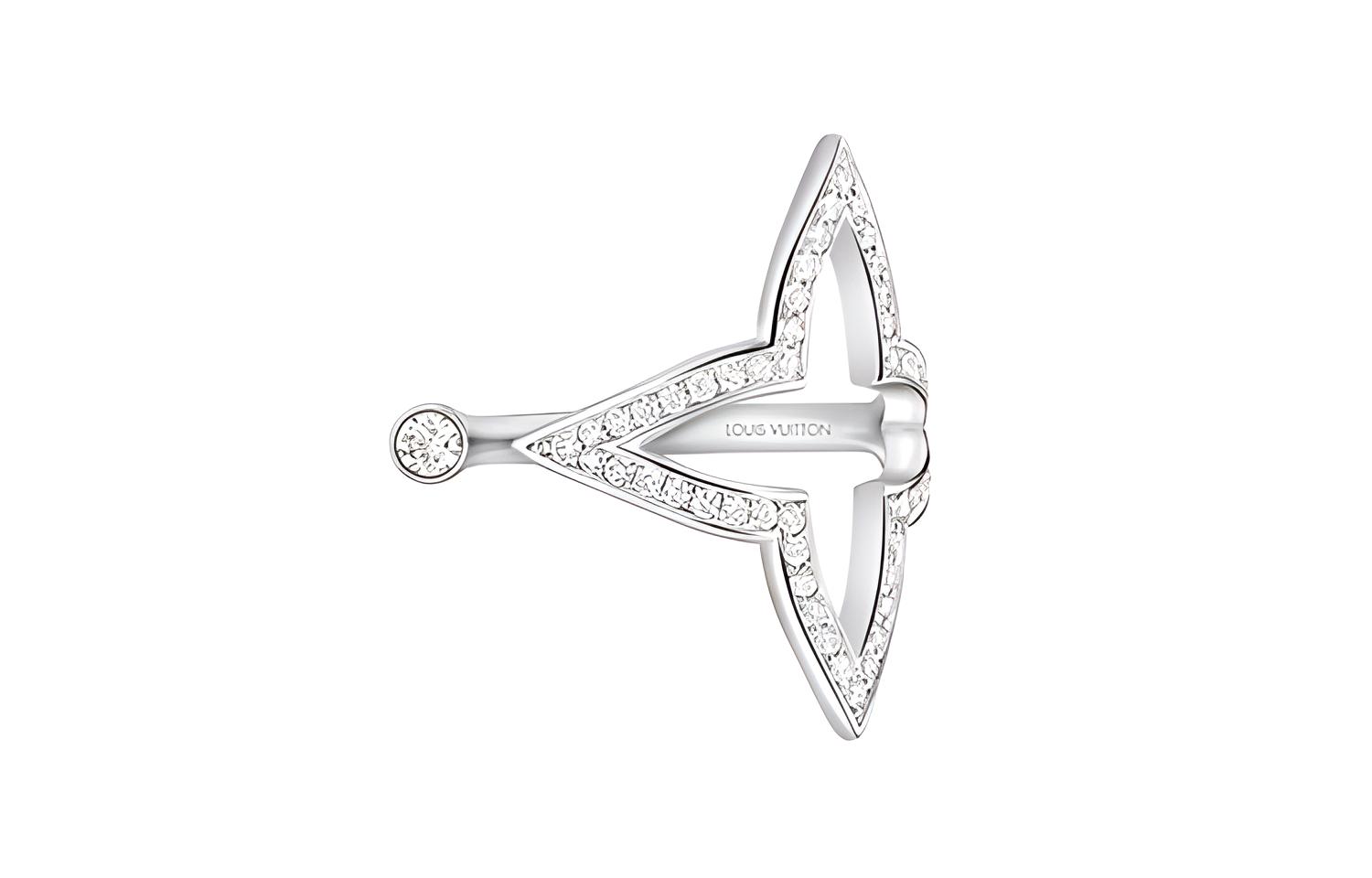 (Women) LOUIS VUITTON Diamond Openwork Platinum Ring  Silver. Q0I24A
