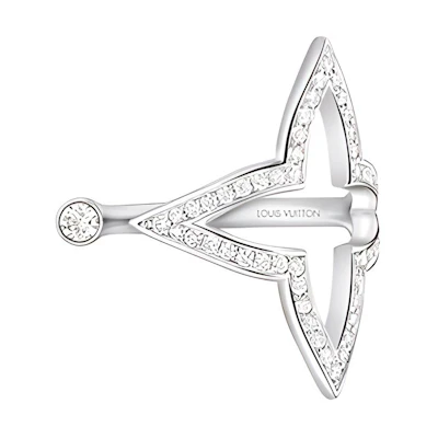 (Women) LOUIS VUITTON Diamond Openwork Platinum Ring Silver. Q0I24A
