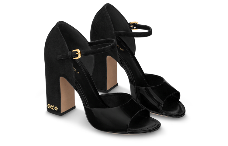 Lookbook (W) 루이비통 돈 블랙 레더 샌들 (Chunky Heel) 1ABGCL