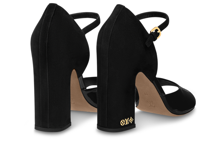 Shop (W) 루이비통 돈 블랙 레더 샌들 (Chunky Heel) 1ABGCL