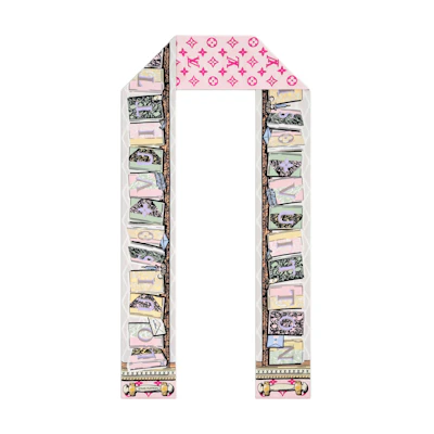 (Women) Louis Vuitton Double-Sided Print Silk Scarf for Women in Pink. M96246