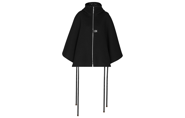 (Women) Louis Vuitton Double Layer Wool Hooded Cape Black 1A5TSB