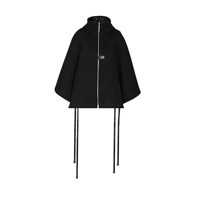 (Women) Louis Vuitton Double Layer Wool Hooded Cape Black 1A5TSB