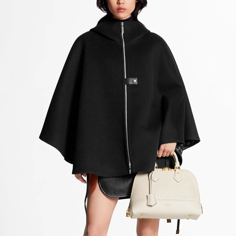 (Women) Louis Vuitton Double Layer Wool Hooded Cape Black 1A5TSB 圖 3
