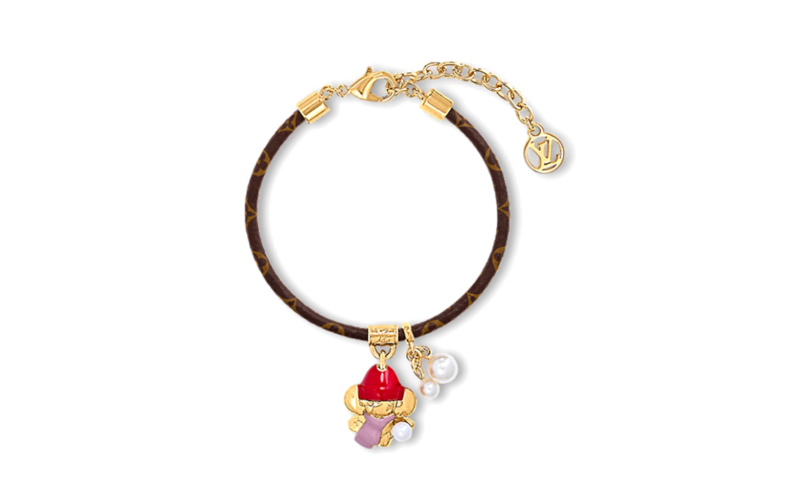 (Women) Louis Vuitton Double Snowball Charm Canvas Metal Bracelet  Brown M8292Z 圖 2