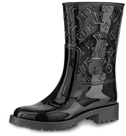 women-louis-vuitton-drops-textured-print-fashion-flat-ankle-rain-boot-black-1-a8-qux