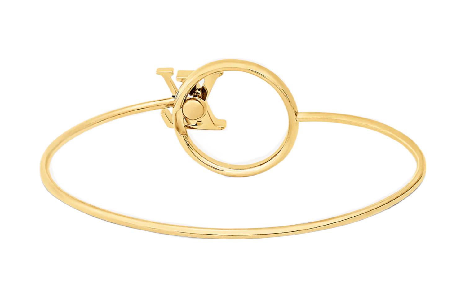 Shop (W) Pulsera LOUIS VUITTON Eclipse LV Minimalista Doble Círculo Oro. M00765