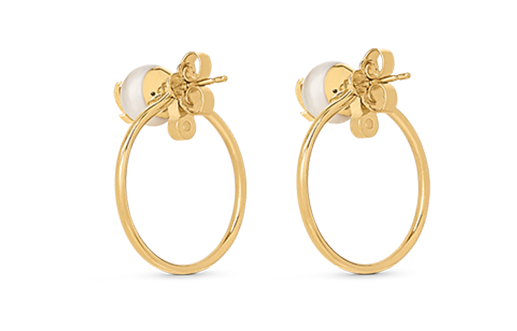 (Women) Louis Vuitton Eclipse Monogram Earrings Gold for Women M01237 圖 2