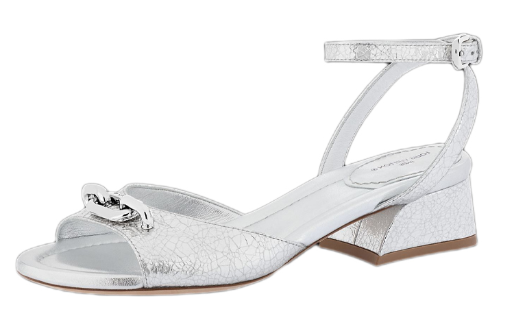 (Women) Louis Vuitton Edge 'Silver Open-Toe Strap Sandals' 1ABGTL