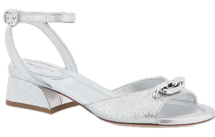 Order (W) Louis Vuitton Edge ''Silberne Offene Riemensandalen'' 1ABGTL