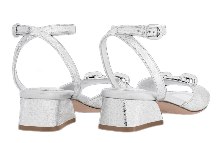 Shop (W) Louis Vuitton Edge 'Sandalias Plateadas de Punta Abierta con Correa'. 1ABGTL