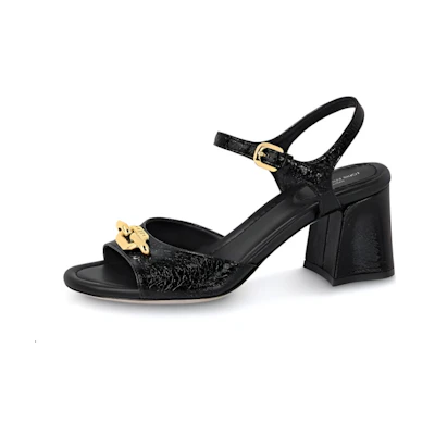 (W) LV Edge Leather 'Fashion Trend Single Strap Sandal' Black