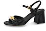 Buy (W) Louis Vuitton Sandales Noires ''Edge en Cuir à Bride Unique Tendance Mode'' 1ABGGC
