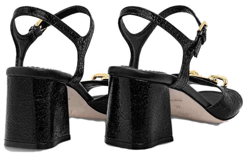 Purchase (W) Louis Vuitton Sandales Noires ''Edge en Cuir à Bride Unique Tendance Mode'' 1ABGGC