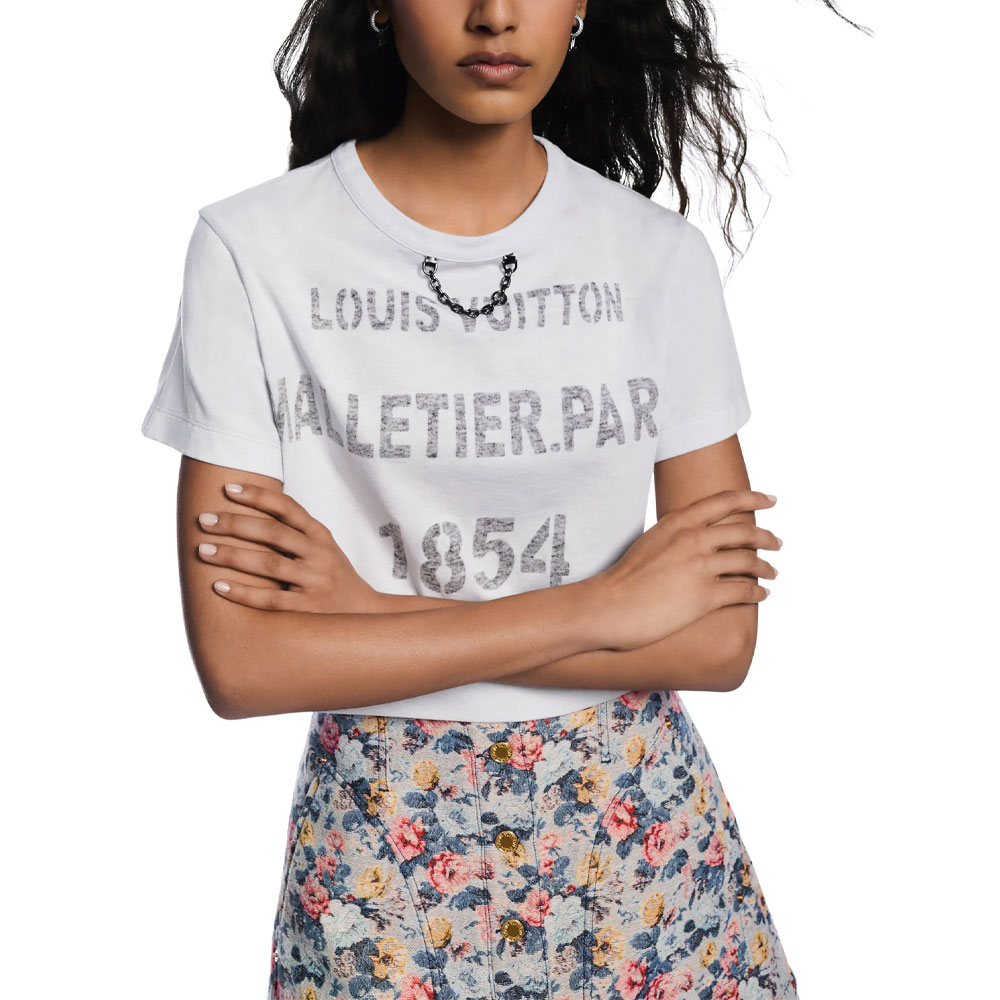 (Women) LOUIS VUITTON Embossed Print Short Sleeve White T-Shirt SS25 Women 1AGQFH 圖 6
