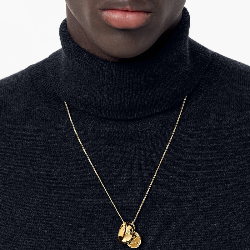 Shop (W) 루이 비통 엠보싱 링 펜던트 목걸이 여성 골드 M80189