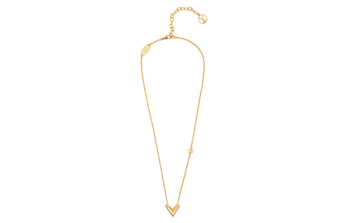 Shop (W) 路易威登金色雕刻LV標誌黃銅項鍊 M00857