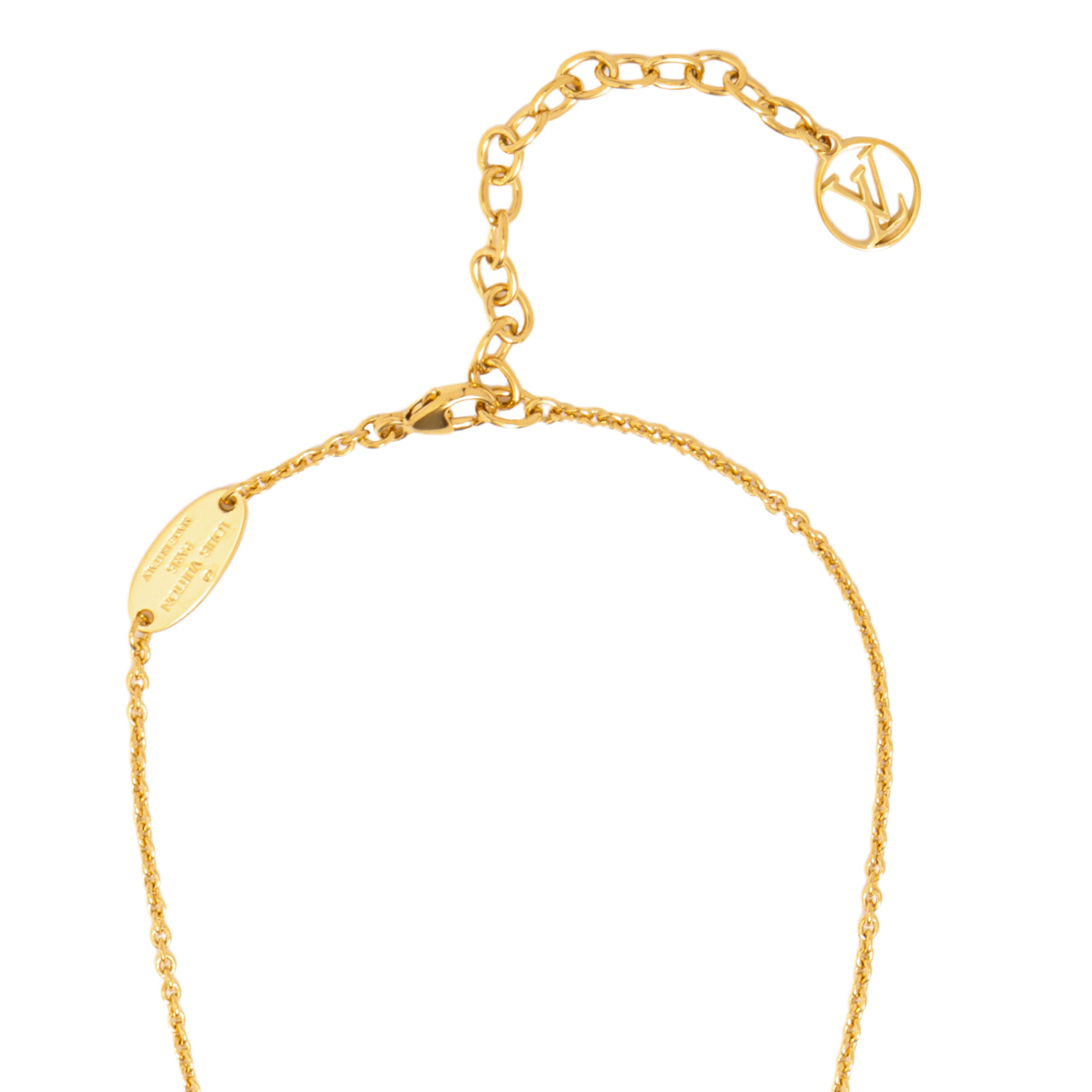 Purchase (W) 路易威登金色雕刻LV標誌黃銅項鍊 M00857